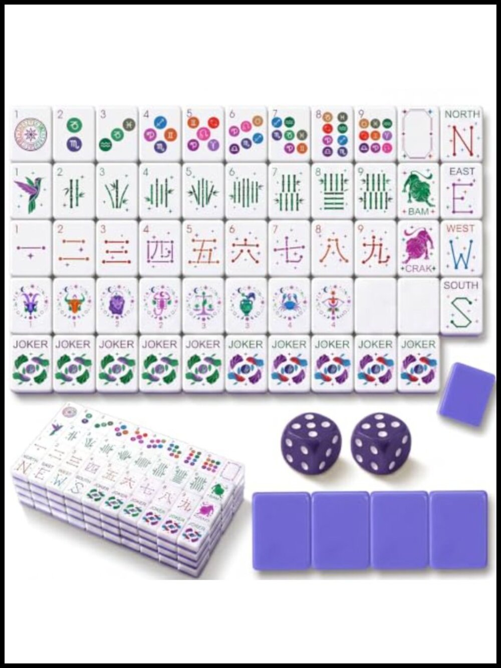 American Mahjong Set 160 Tiles Constellation Themed Adult Game Melamine